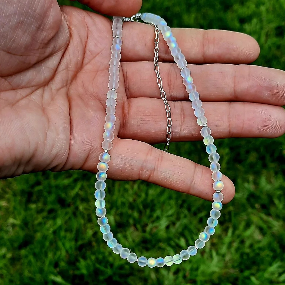 Aura Rainbow 🌈 Mermaid Glass Choker Necklace - Picture 1 of 4